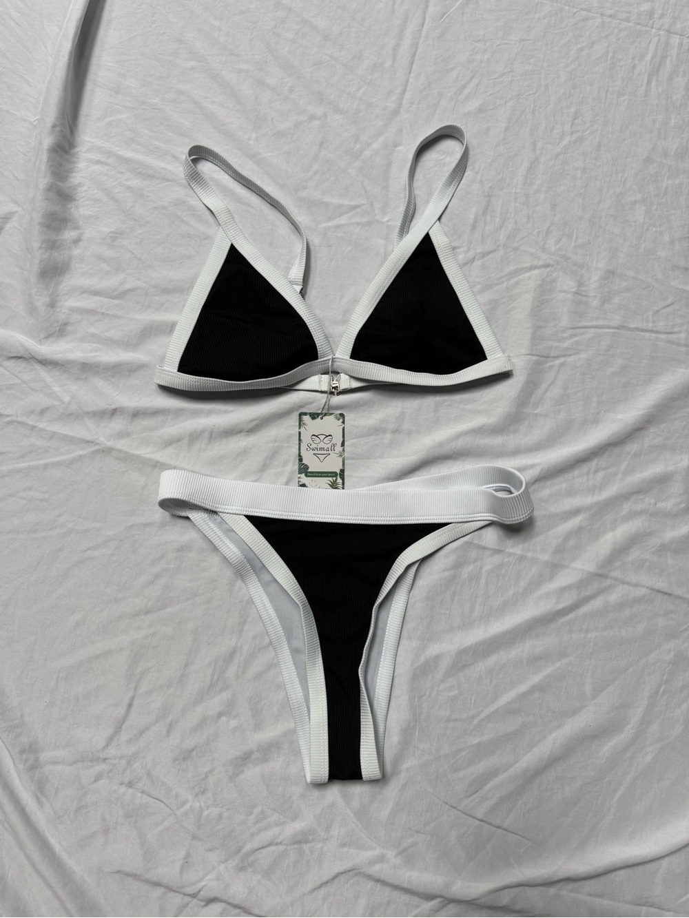 Black & White Triangle Bikini Set - Women Swim